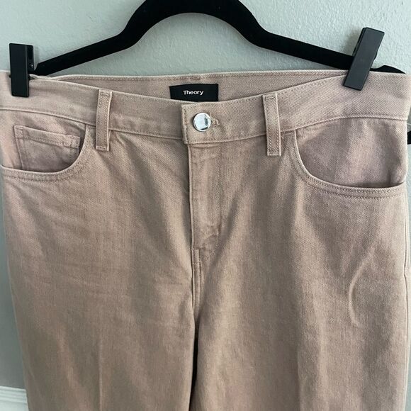 Theory Wide Crop Jeans In Dyed Denim Blush Pink Size 28 - Picture 7 of 13
